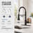 VIBRANTBATH Oil Rubbed Bronze Pull Down Kitchen Faucet, Modern Minimalist Single Handle 3-Function Sprayer Kitchen Sink Faucet with Deck Plate-856708974