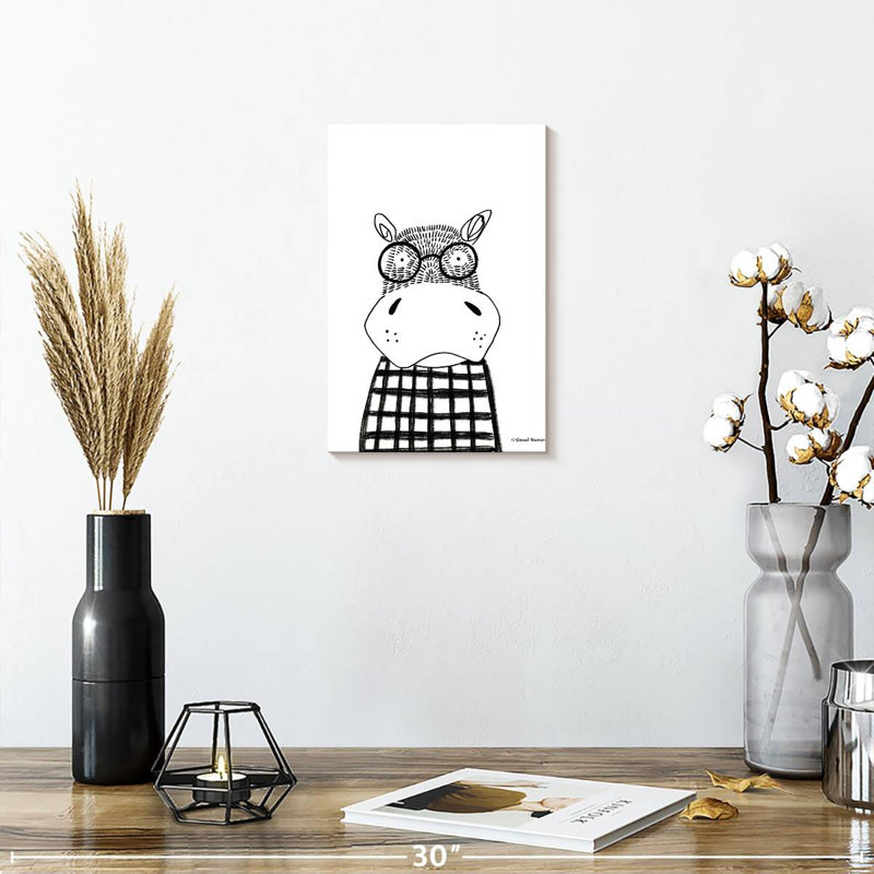 Hippo In Glasses, 12" H x 8" W