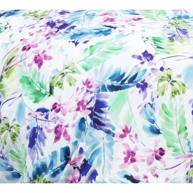 Cotton Sateen Floral Duvet Cover, Twin Comforter + 1 Standard Sham