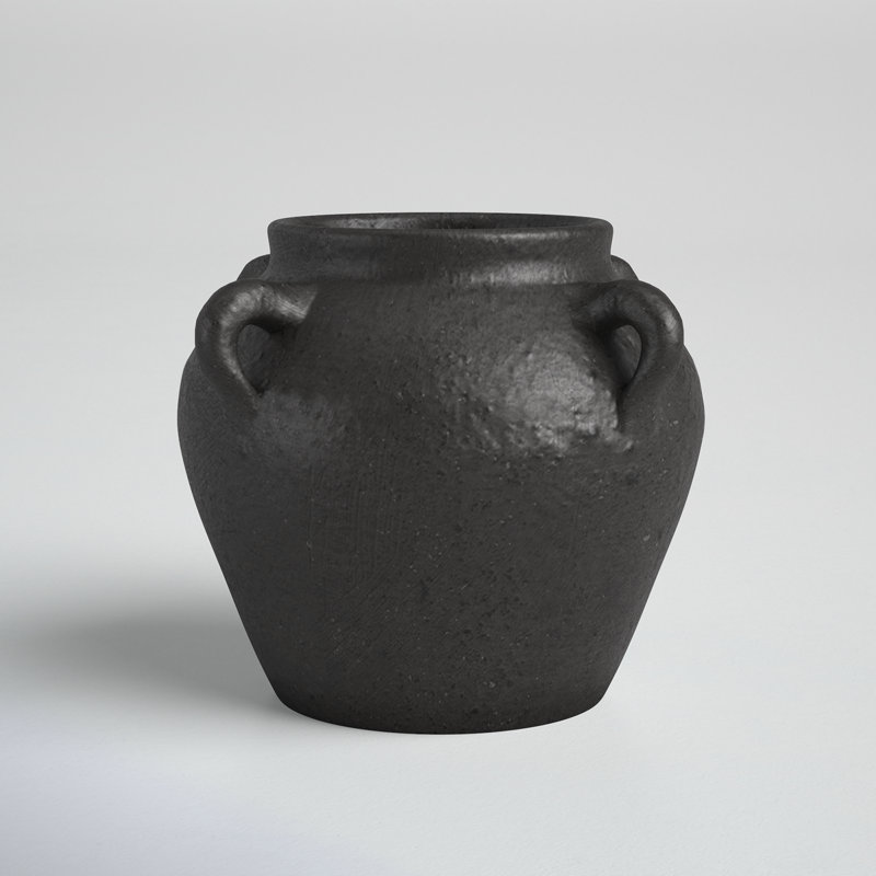 Distressed Dark Brown Clay Decorative Jar Vase