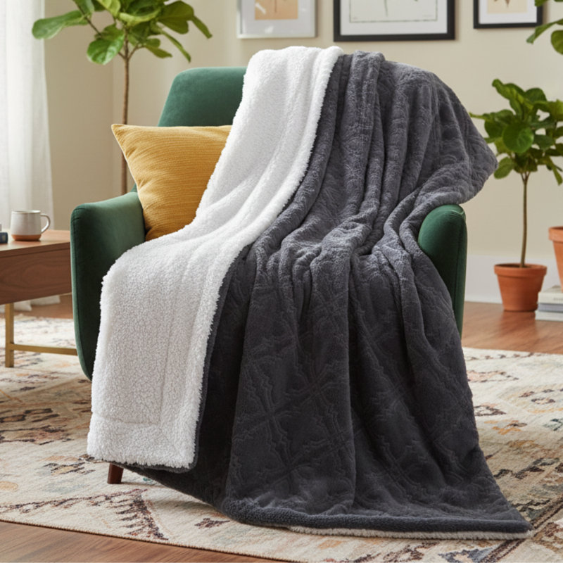 Jeté en fausse fourrure Sherpa Diamond Trellis, l 50 po x L 60 po