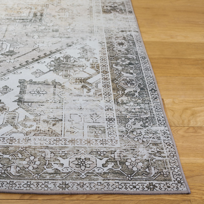Tucson Florentine Machine Washable Non-Slip Area Rug , Beige/Gray, Rectangle 183 x 244 cm