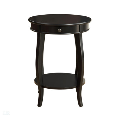 Table d'appoint ronde avec 1 tiroir et rangement ouvert