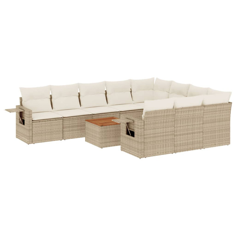 Ensemble de canapé de jardin Vidaxl Beige PE Rattan Large