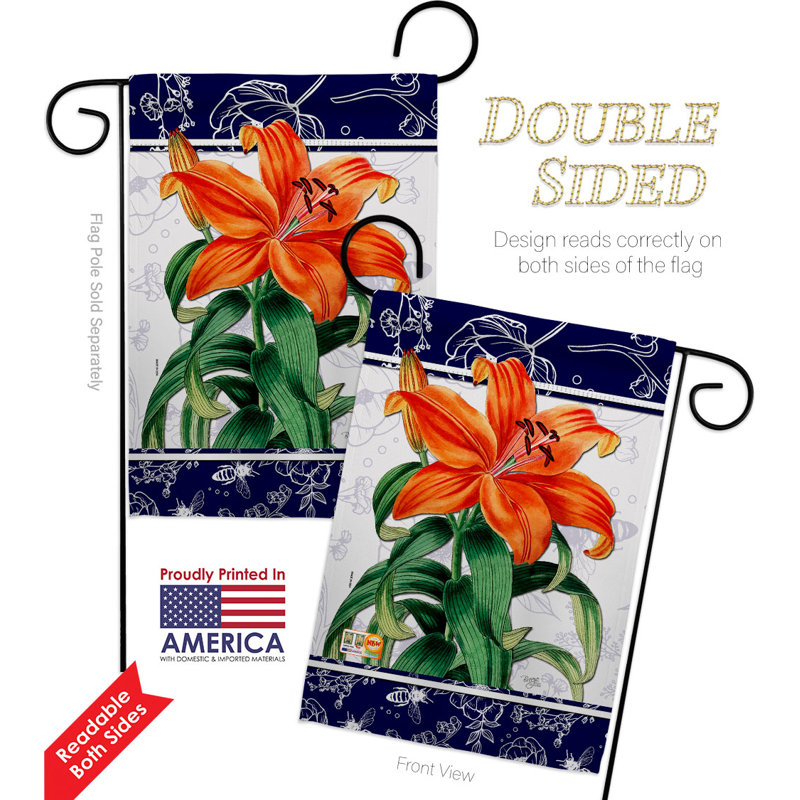 Drapeau de jardin orange lys orange en polyester 18 x 13 po