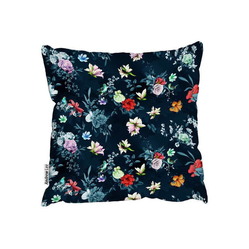 Floral Square Cushion, 61cm H x 61cm W x 20cm D