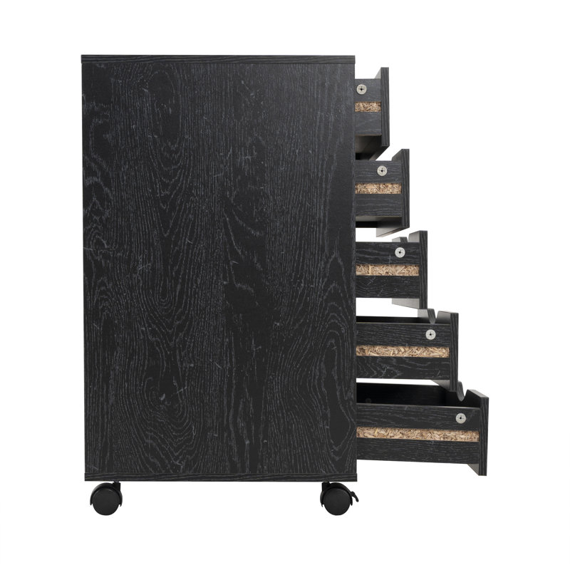 5 Drawer Chest File Cabinet, Wooden Storage Filing Cabinet with Wheels, Office File Cabinet, Office Alex Drawers for File storage