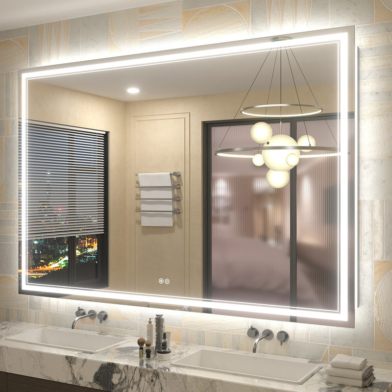  Wayfair Basics® UL Certified Front & Back LED Anti-Fog Tempered Glass Bathroom/Vanity Mirror with 3-Year Warranty, 60" x 40"