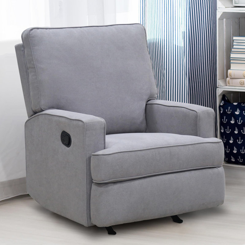 Emily Upholstered Reclining Rocking Chair, Gray