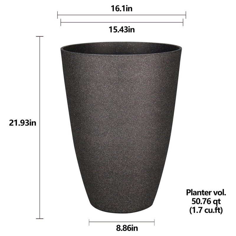 L&G 21.9 in. H X 16 in. D Polyresin Speckle Tall Planter Charcoal, Charcoal