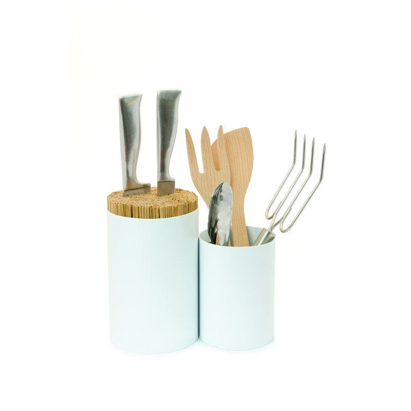 Menahan Metal Cylinder Utensil Crock, White
