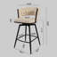 Ensemble de 2 tabourets de bar 26 po en lin tissé avec tabourets à pieds noirs sans îlot de cuisine réglable, 360 tabourets de bar pivotants avec tabouret de bar et repose-pieds (blanc)