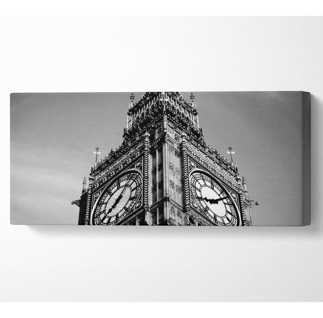 London Big Ben Nahaufnahme B N W - Leinwanddrucke auf Leinwand