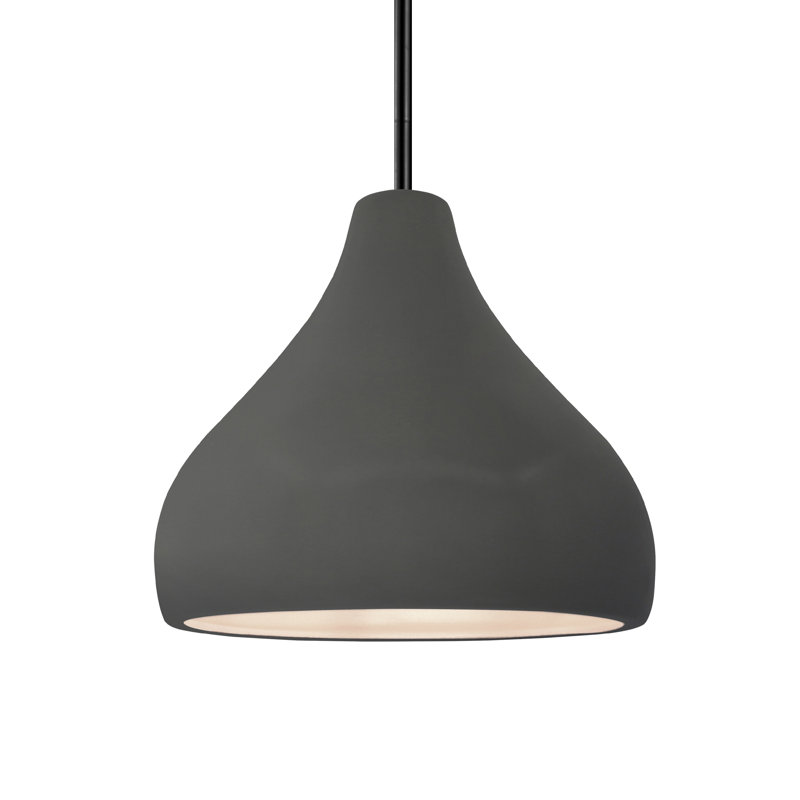 Luminaire suspendu à 1 lumière Meydan, H 8 po x l 11,5 po x P 11,5 po, Gris brillant, Noir mat