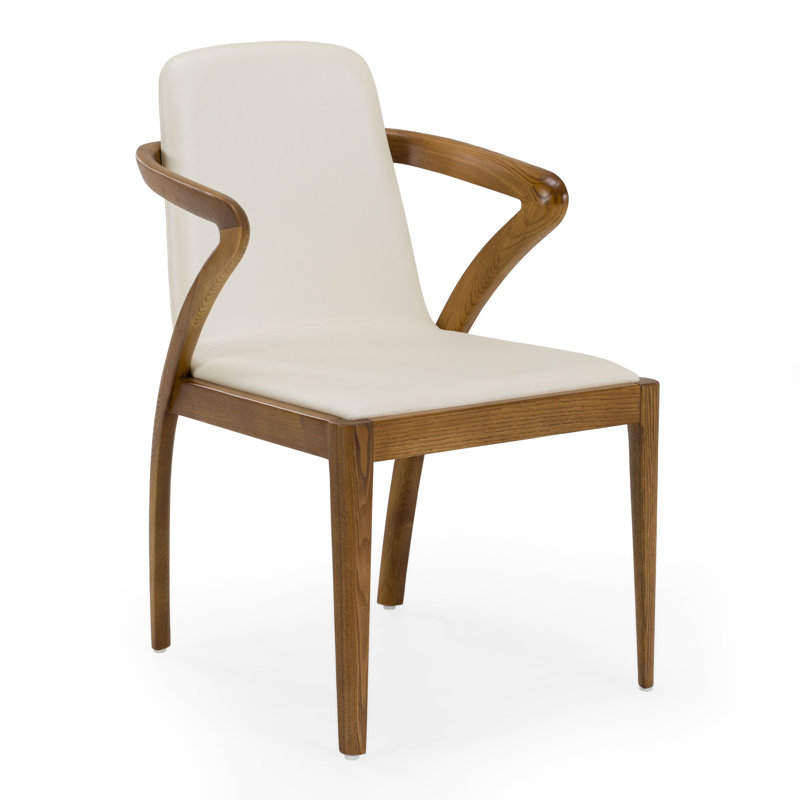 Chaise rembourrée en bois massif Downham de couleur crème