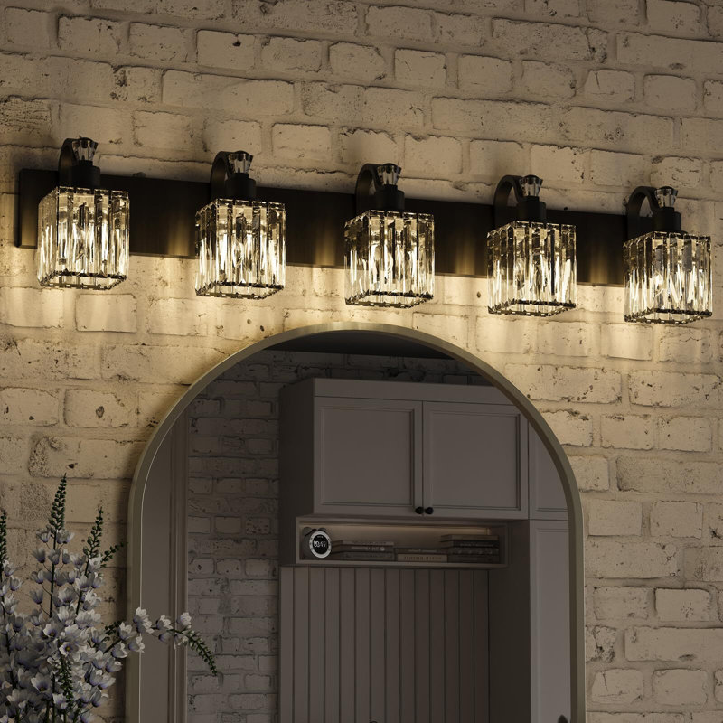 Modern Crystal Bathroom Vanity Lights, Black