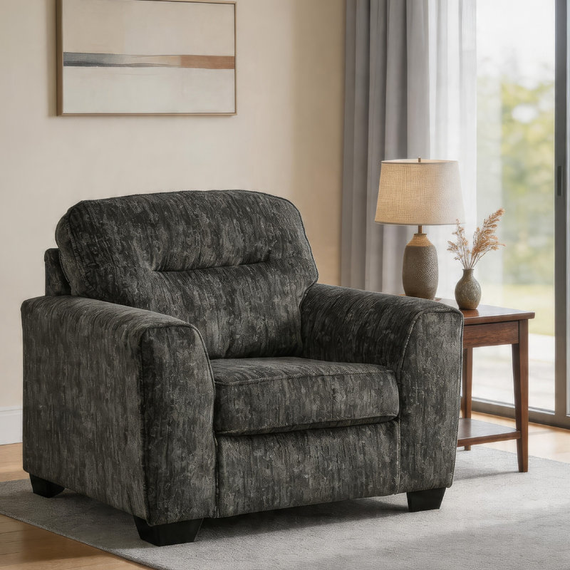 Layla Accent Chair, Polyester, Extra Plush Cushioning, Dark Gray Polyester Blend
