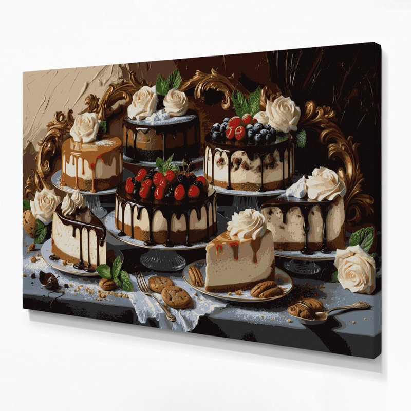 Art mural sur toile, "Desserts Cheesecake" noir, H 11 po x l 14 po