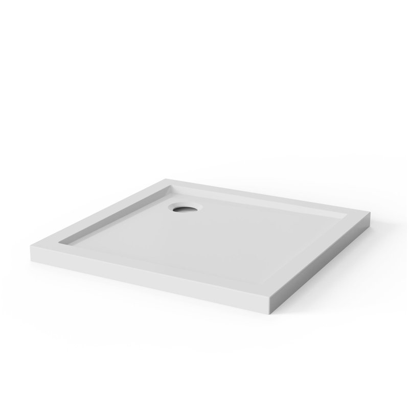 Base de douche 32 po x 32 po, bonde de centre sans drain, blanc