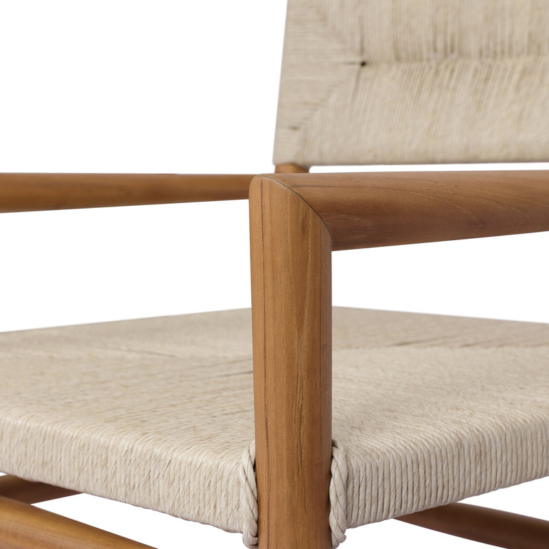 Lomas Outdoor Dining Armchair, Natural Teak/Light Brown