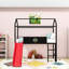 Lit mezzanine simple en métal avec glissoire et tableau d'écriture-997284284