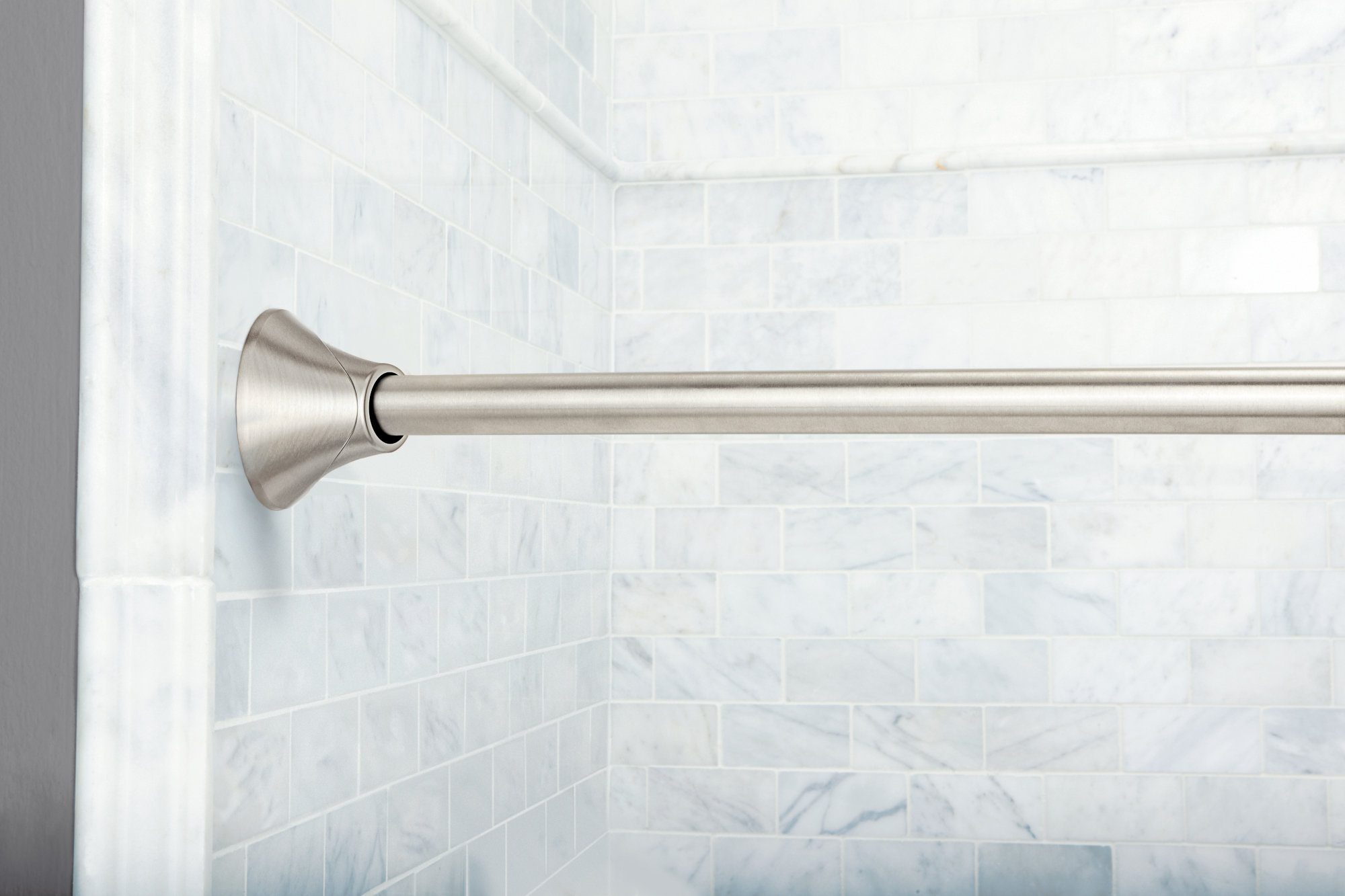 Style Selections Rod set with hooks 2-in to 72-in Brushed Nickel Tension  Single Straight Adjustable Shower Curtain Rod in the Shower Rods department  at