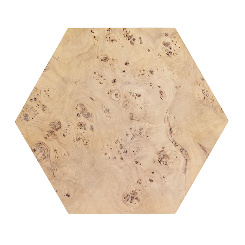 Billie Hexagonal Burl Side Table, Beige