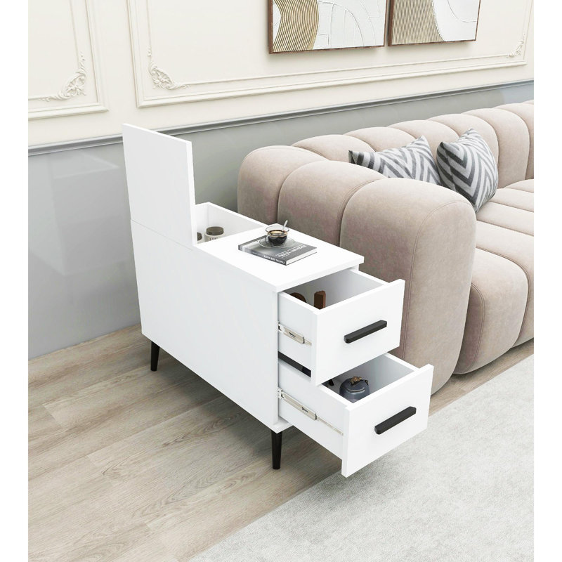 Siyan End Table, White, White