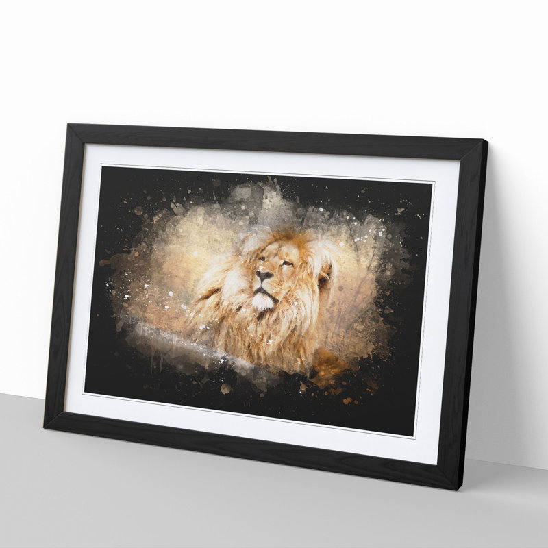 Lion Vol.1 - Picture Frame Graphic Art, Black Framed, 65cm H x 90cm W x 2cm D