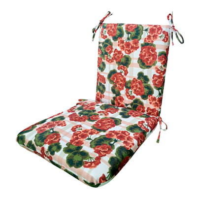 Coussin de chaise berçante Country Geranium Classic avec attaches, 21 po