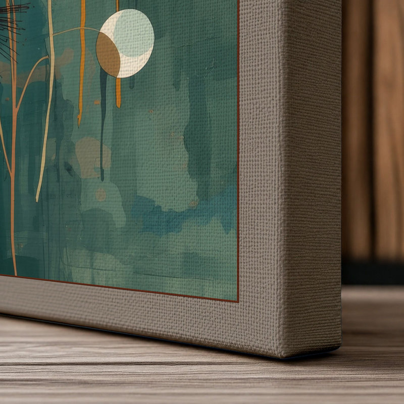 Geometric Bloom Arrangement Mid-Century - Wrapped Canvas, 18x12 - 45.7 x 30.5 cm, Taupe Border