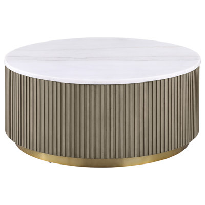 Acus Round Marble Top Coffee Table White