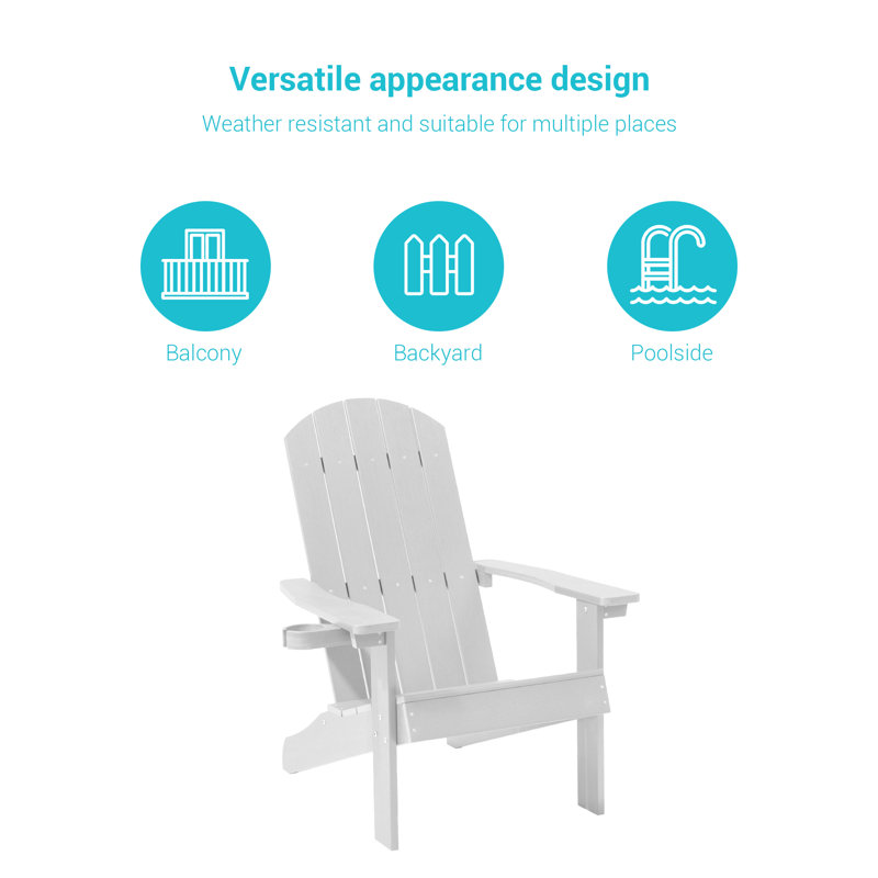 Chaise Adirondack en plastique Cerqueira, Blanc