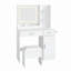 Ensemble de coiffeuse, bureau de coiffeuse avec tabouret, miroir lumineux à DEL et station de charge Lavin, blanc-2038880987