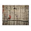 Oiseau monochrome rouge et gris dans la forêt I sur bois-1246196696