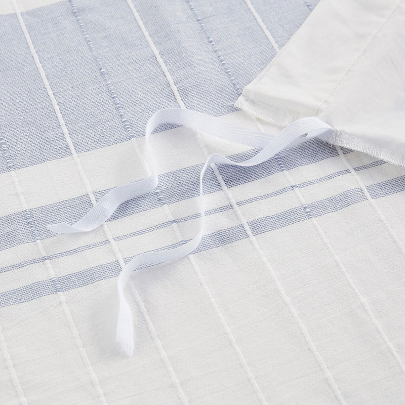 Housse de couette en coton double / grand - 5 pièces de style moderne avec fermeture à boutons et couvre-oreillers décoratifs à motif de rayures colorées et tissées