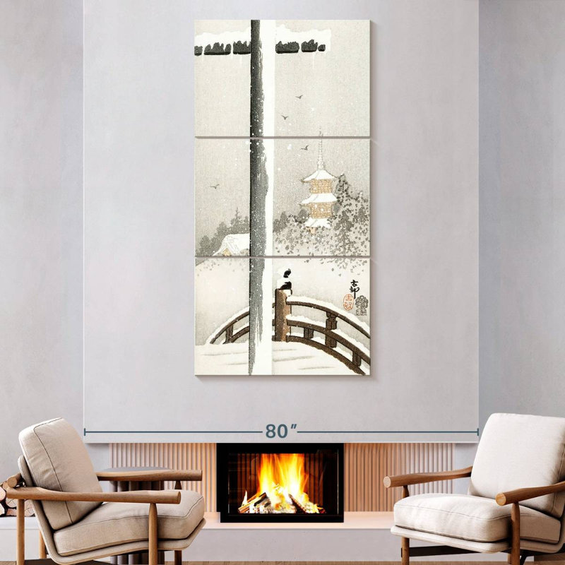 Torii dans la neige, H 80 po x l 39 po