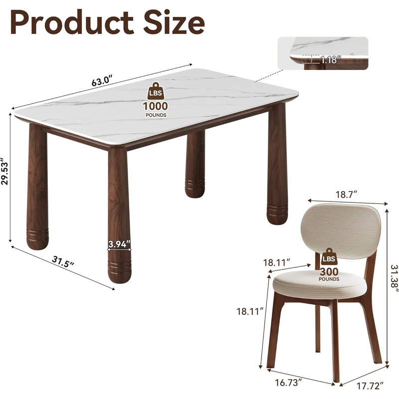 Ensemble de 5 chaises de table de salle à manger Modern