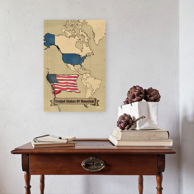 «Patriotic Usa Map», art mural rétro rétro