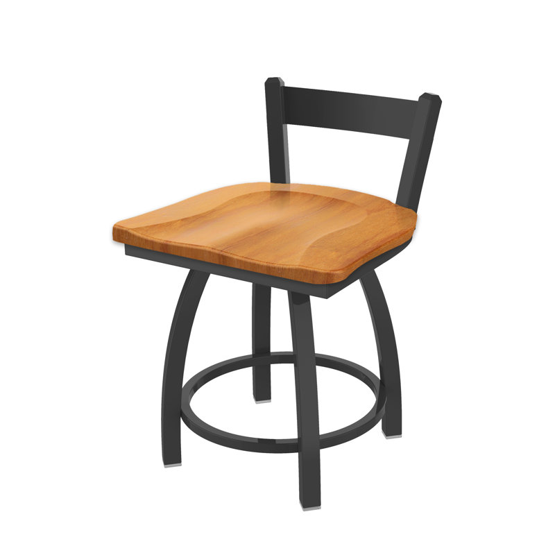 Tabouret de coiffeuse en métal Catalina, Étain, Bois - érable moyen