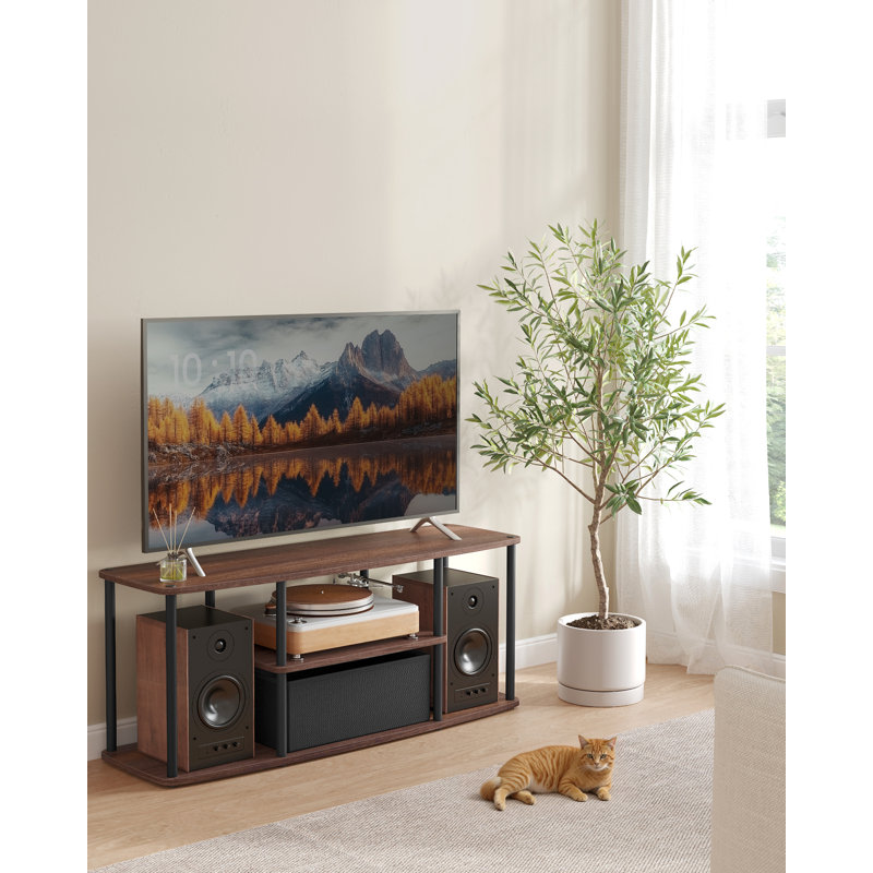 Superfast Toolless Assembly, TV Stand For Tvs Up To 50 Inches, TV Cabinet Table Unit, Living Room, 110 X 35 X 46 Cm, Shelves, Ink Black