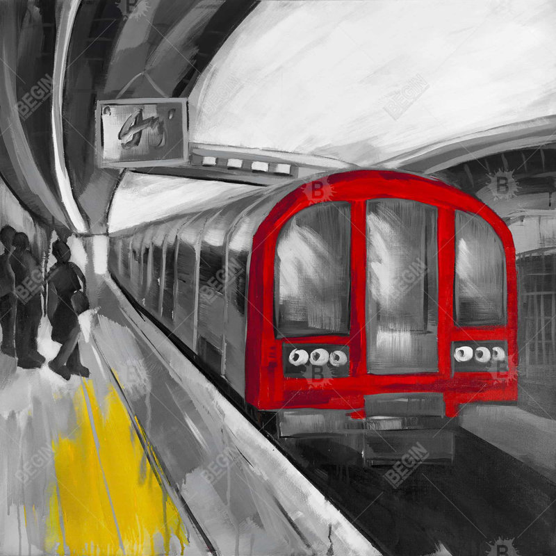 Waiting subway - 20"x20" Throw pillow cover - Poly twill - Print on demand, Black