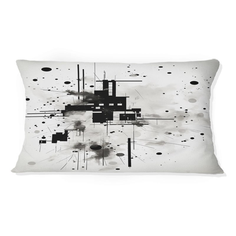 Coussin décoratif à imprimé géométrique abstrait abstrait monochrome