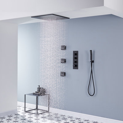 AquaRhapsody 3 Functions Thermostatic Shower System with 3 Body Jets and Rough-in Valve