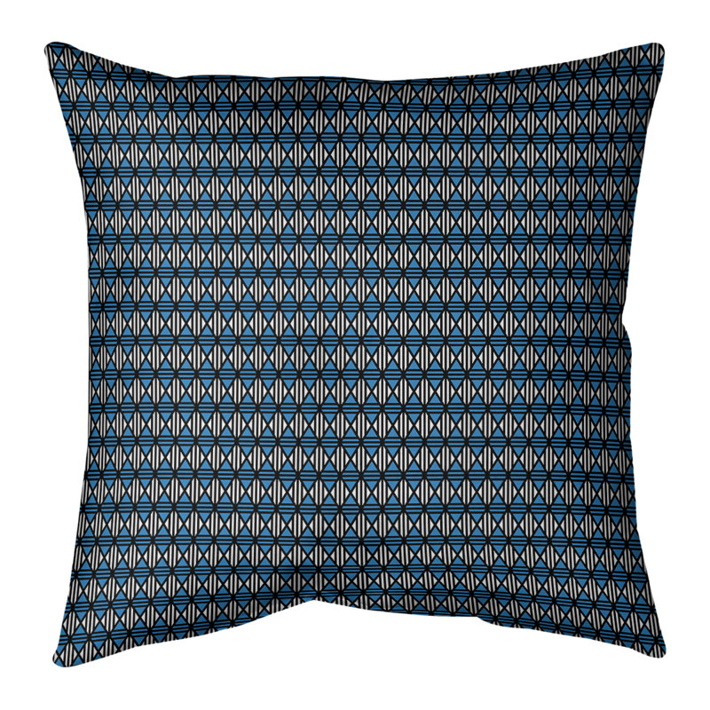 Oreiller Katelyn Elizabeth, 14 po x 14 po, Polyester/ Bourre en polyester, Noir/bleu