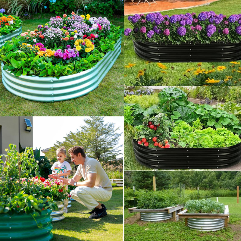 Churdan Metal Raised Garden Bed, 11.4" H x 89" W x 44.6" D, Black