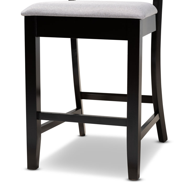 Esfira Upholstered Counter Stool with Solid Wood Frame, Gray