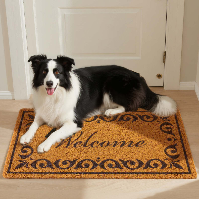 Door Mat Faux Coir Welcome Doormat for Outdoor Entrance Non-Slip Backing