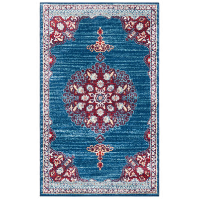 Barcus Oriental Burgundy/Ivory Area Rug