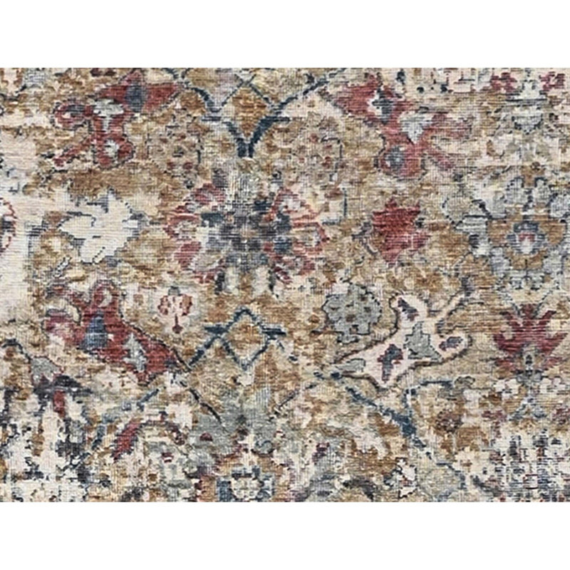 Hand Knotted Wool Area Rug in Gold And Blue, Rectangle 5' x 8'